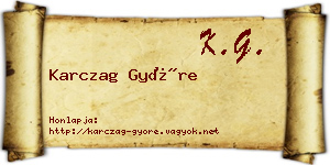 Karczag Györe névjegykártya